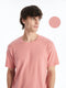 Crew Neck Short Sleeve Combed Cotton Men's Textured T-Shirt